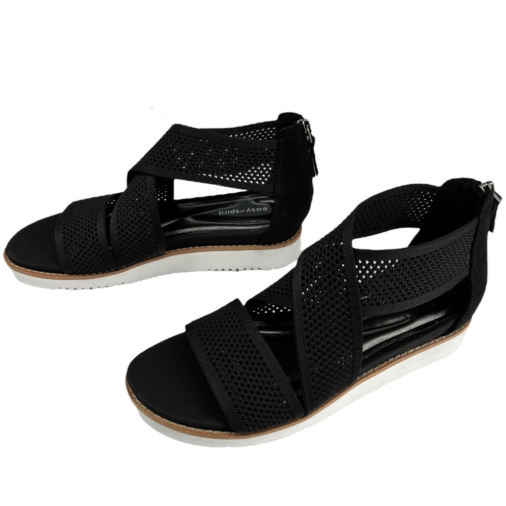 Easy Spirit Wander2 Black 8.5M Strappy Sandals Rear Zip Arch Support‎ W/ Box - Picture 6 of 8